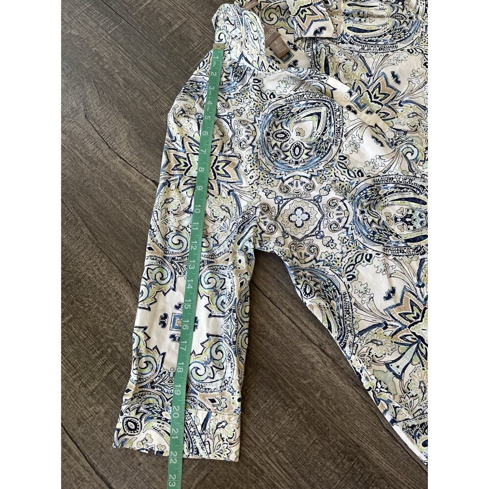 Chicos Dress Shirt Womens Button Down Paisley 3/4 Sleeve Cotton Chicos Sz 1 (M) - Picture 10 of 10